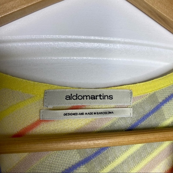 Anthro Aldomartins Yellow Multi Bamboo Dress size medium - Picture 4 of 7